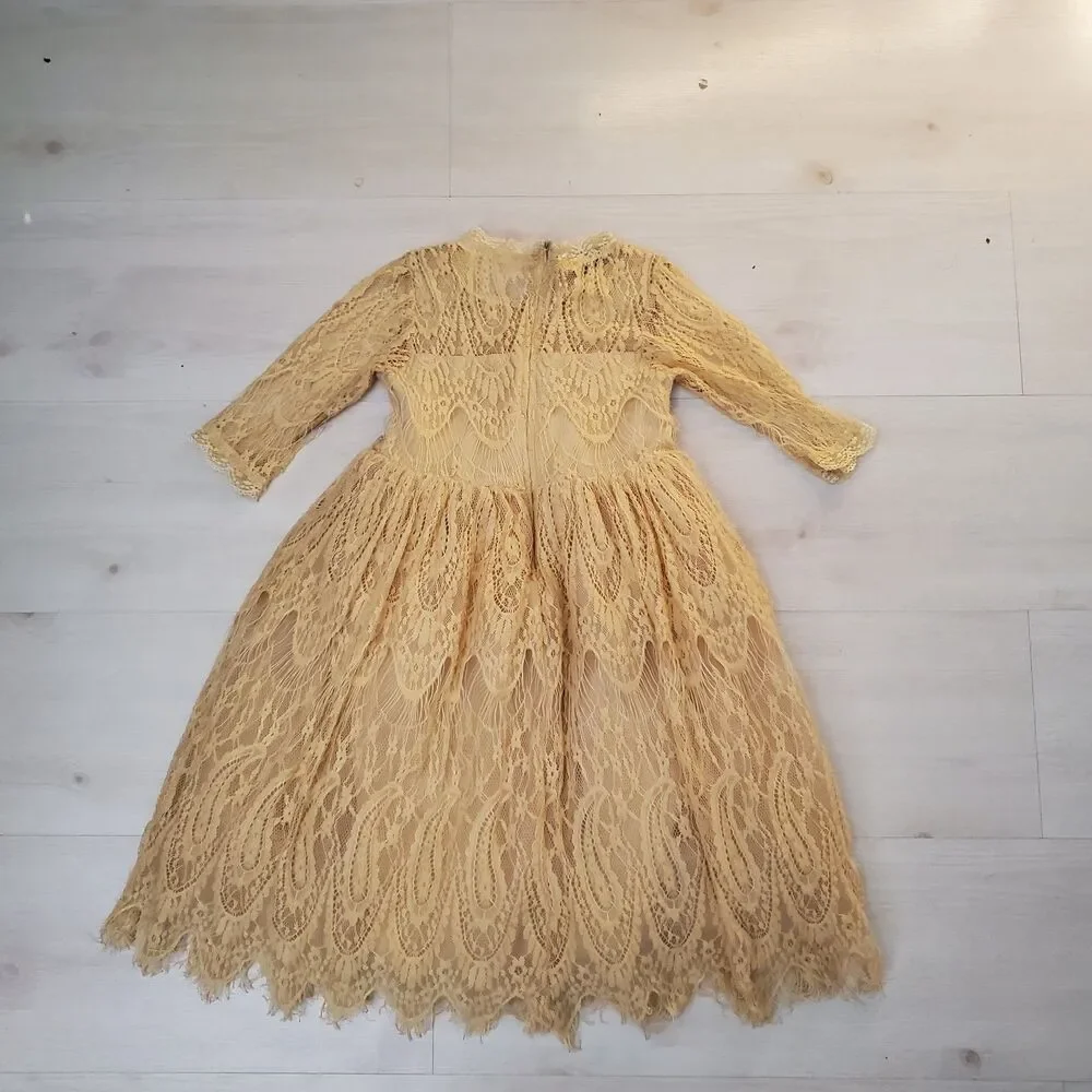 Trish Scully Bella Rafaela Dress Butterscotch Sz 7 Vintage-Inspired Flower Girl